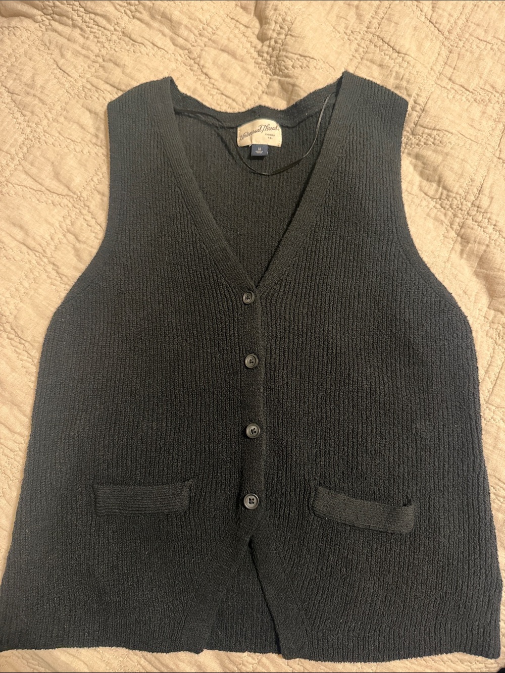 Universal Thread Black Knit Button-Front Tank Vest